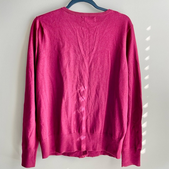 Jones New York Raspberry Ruffle Front Cardigan Button Up Sweater - Picture 3 of 3